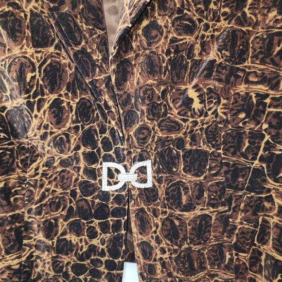 Nygard Petites Brown Snakeskin Print Velvet Suit Jacket Blazer Size 4 - Picture 4 of 6
